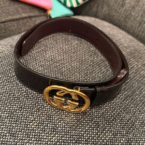 Gucci Black Belt with Gold Buckle
